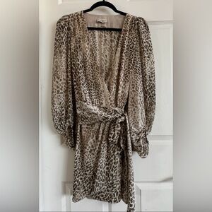 Dress Forum Beige and Black Leopard Patterned Dress